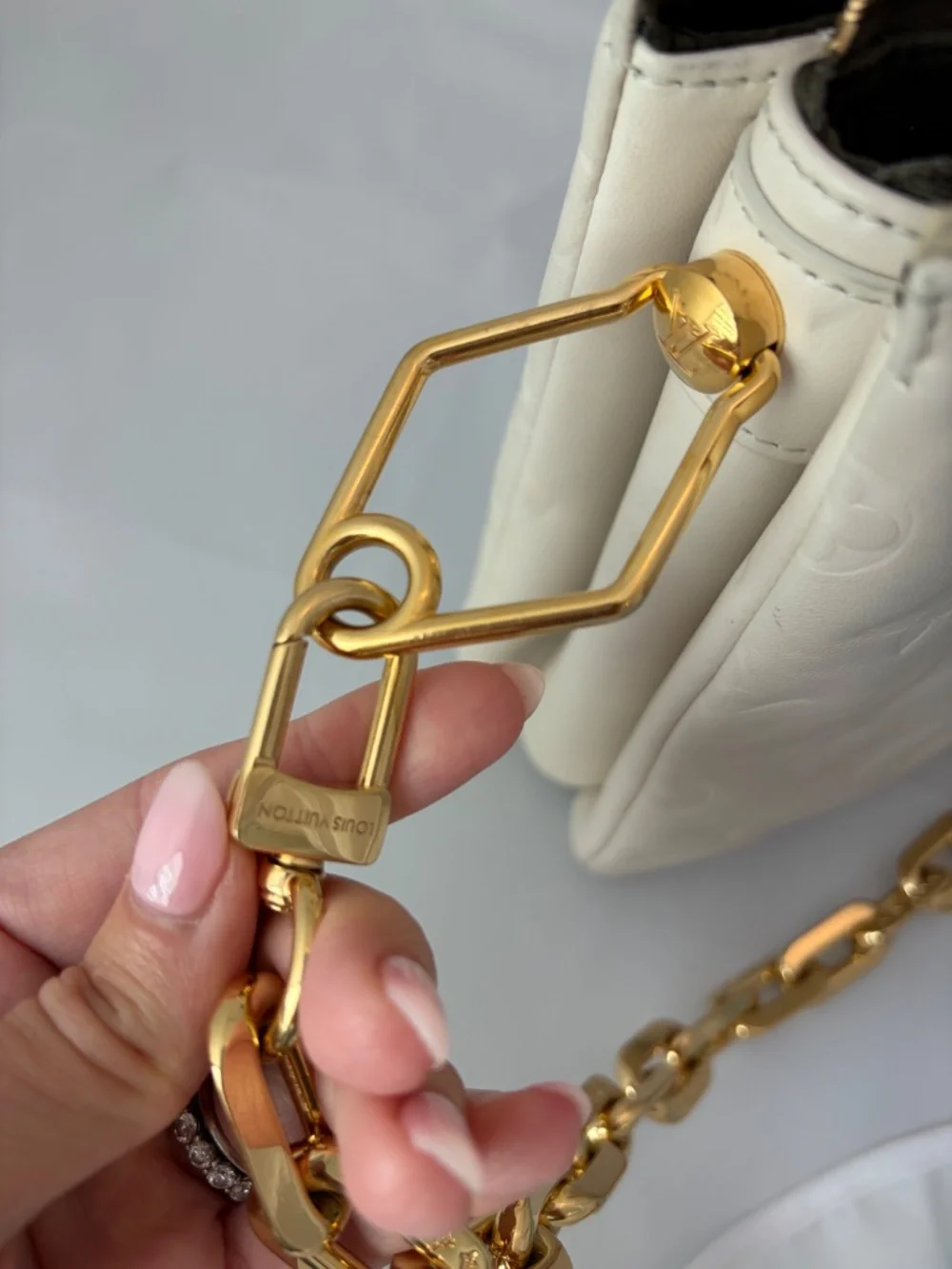 Louis Vuitton Coussin PM – Cream/Off White Monogram Embossed Lambskin | Includes